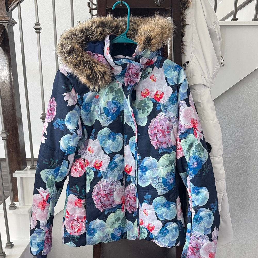 Obermeyer Floral Print Hooded Ski Jacket size 10